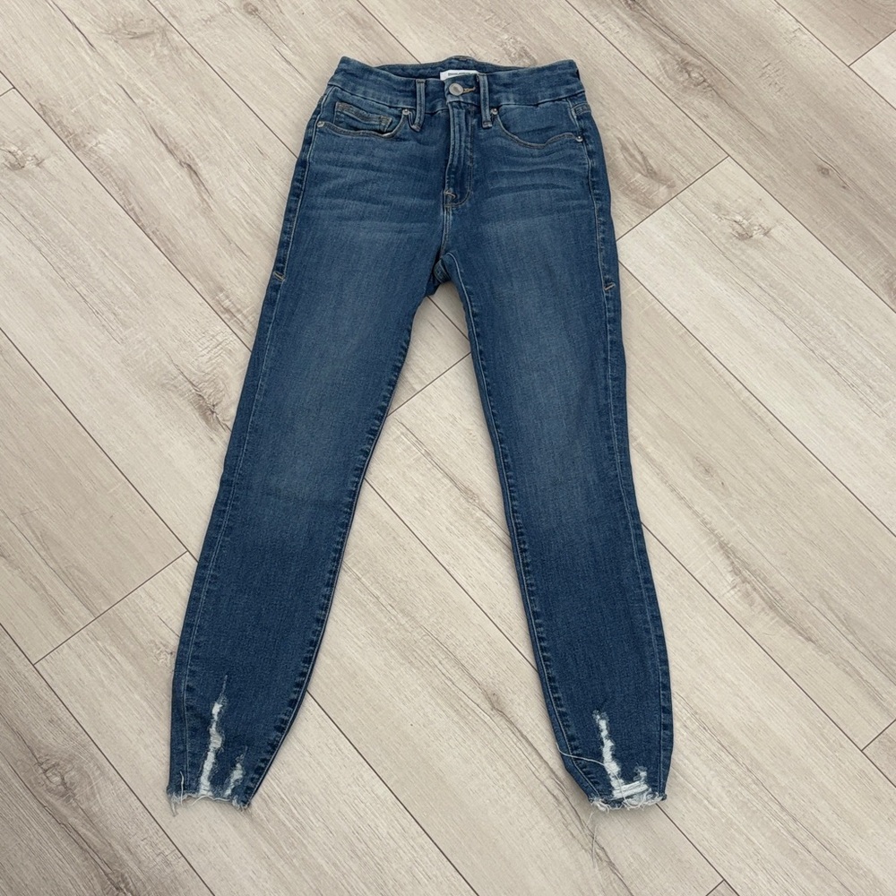 Good American Distressed Blue Skinny Jeans